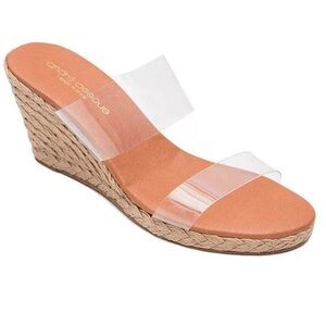Andre Assous Anfisa Clear Strap Espadrille Wedge Sandals